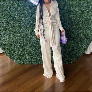 FN Wide Leg Satin Jumpsuit